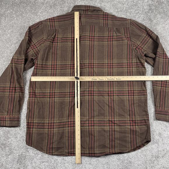 Carhartt Flannel Shirt Mens 2XL Tall Loose Fit Plaid Cotton Utility Brown - Picture 7 of 12